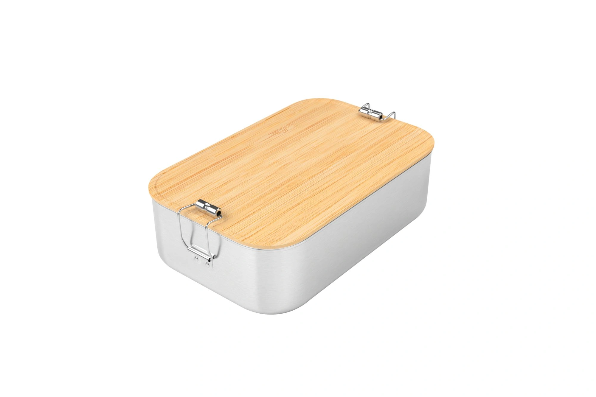 Große Edelstahl Lunchbox mit Bambusdeckel – geschlossen