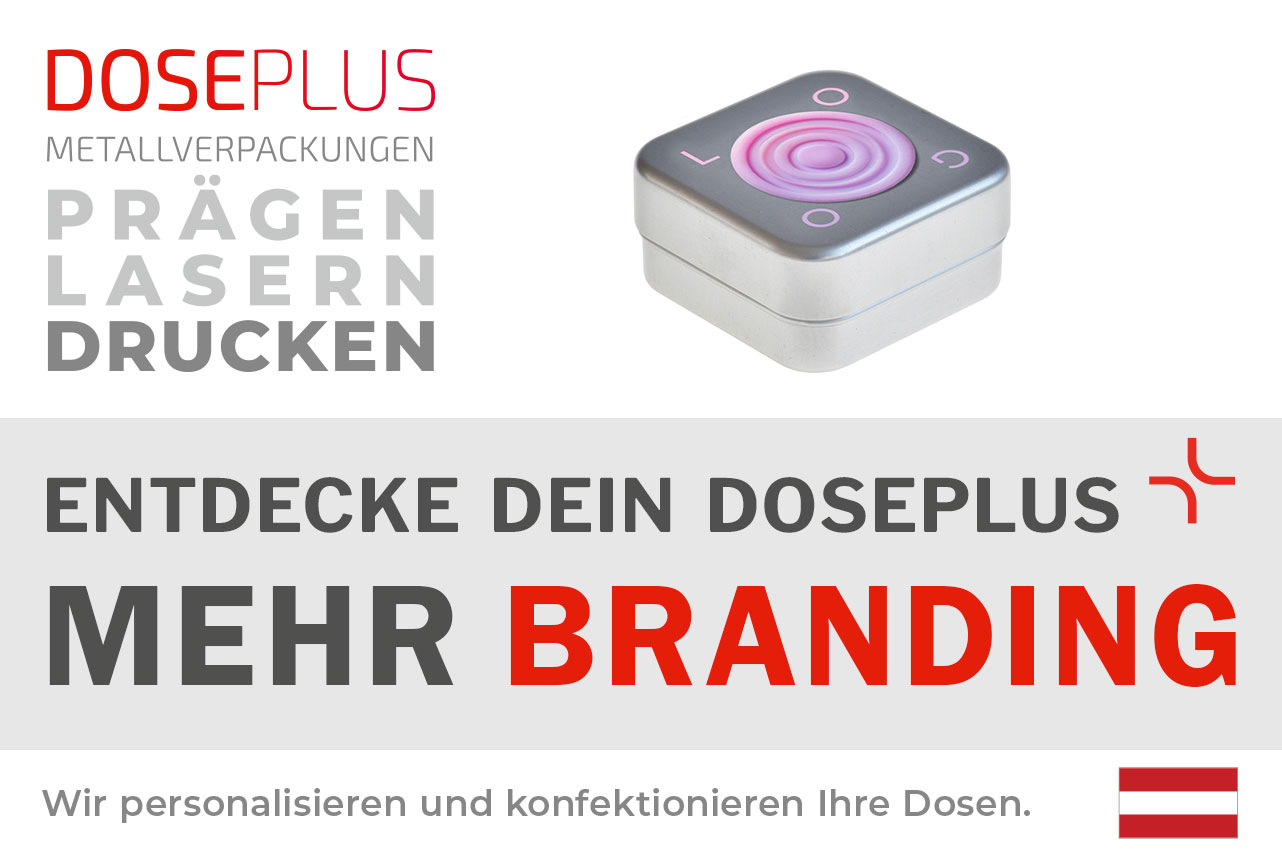 Doseplus Seifendose DSS-065 – entdecke dein Doseplus, mehr Branding. Robuste quadratische Metalldose perfekt für Seifen, Pflegeprodukte oder Branding-Geschenke.