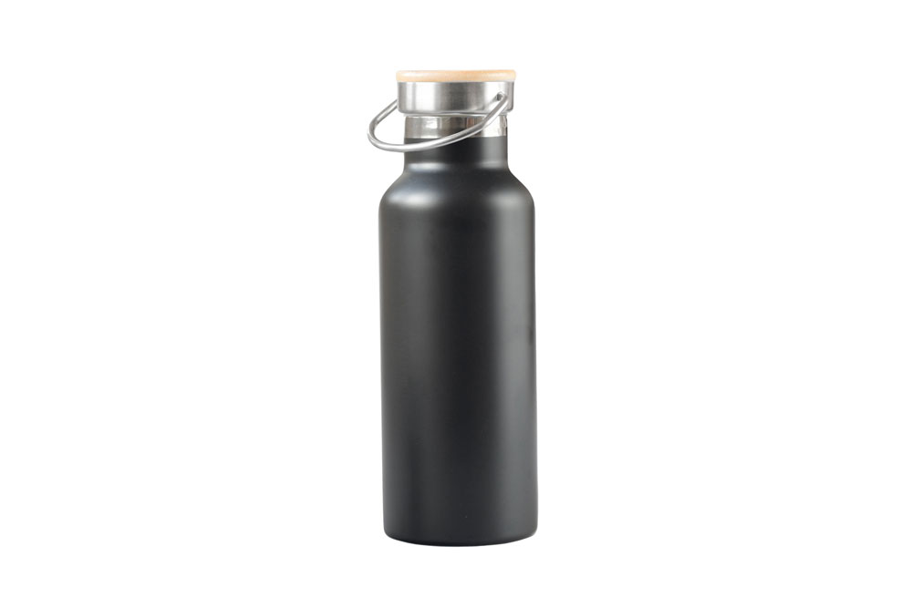 Nachhaltige Edelstahlflasche mit Bambusdeckel