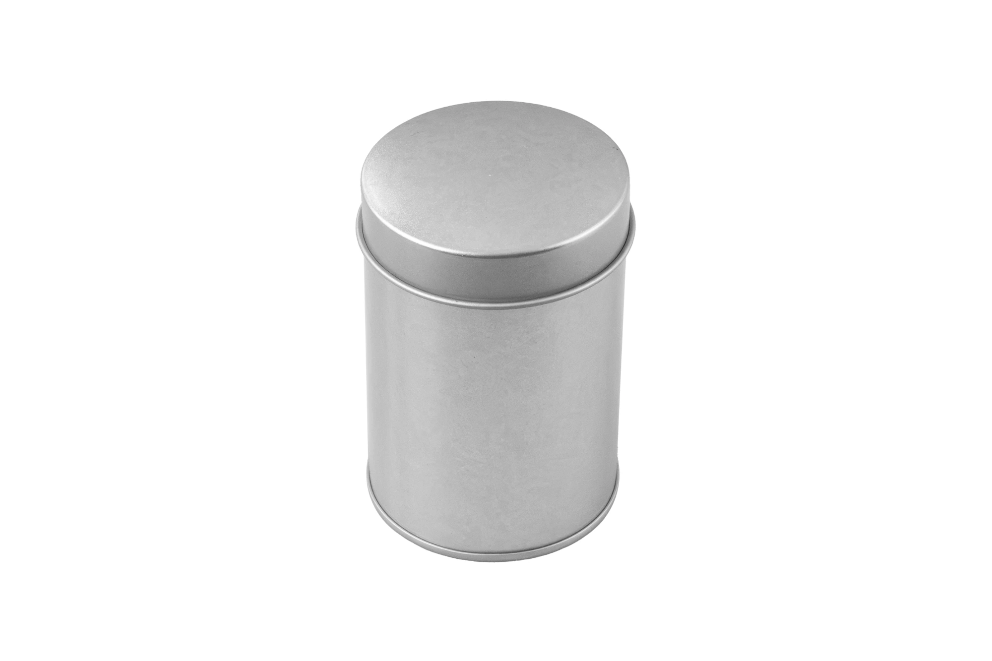 Geschlossene Gewürzdose aus Metall mit rundem Deckel