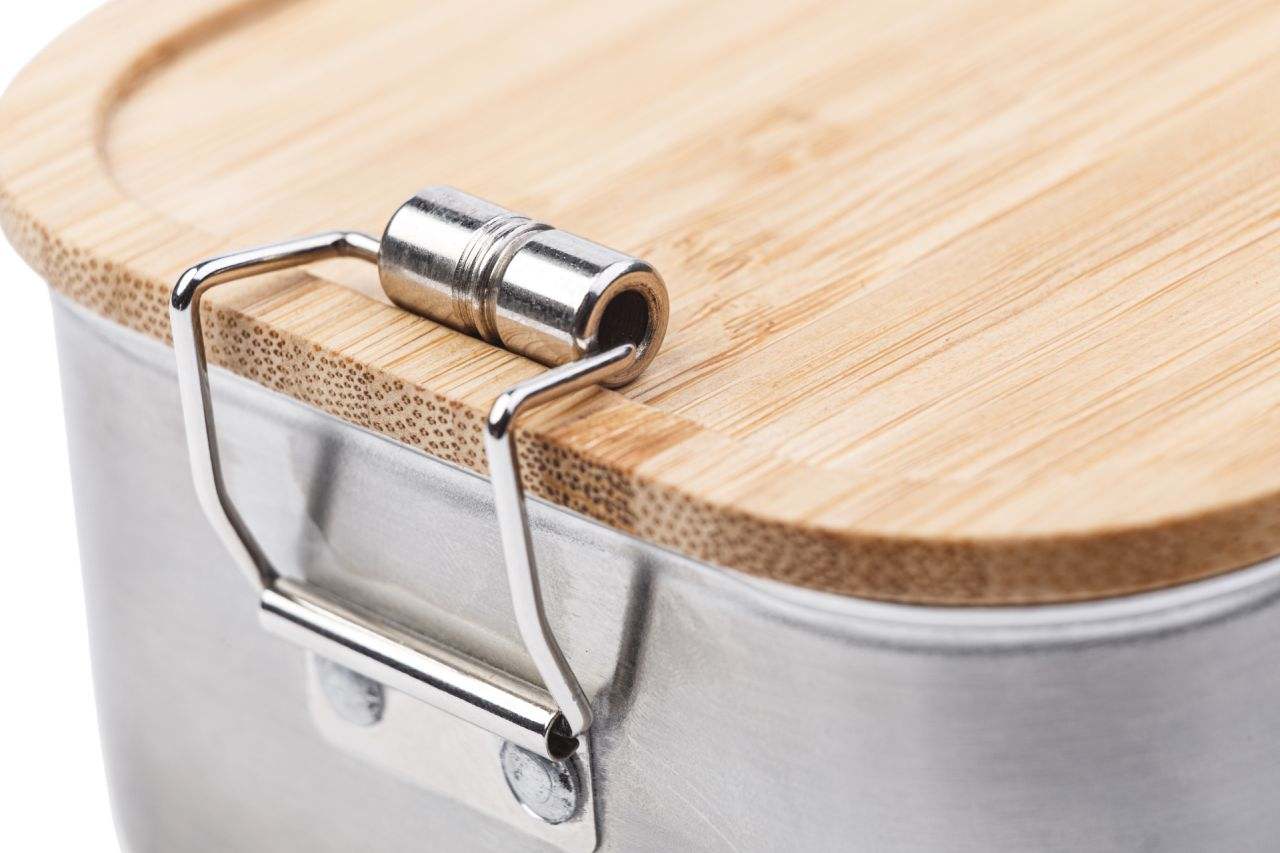Edelstahl-Jausenbox mit Bambusdeckel