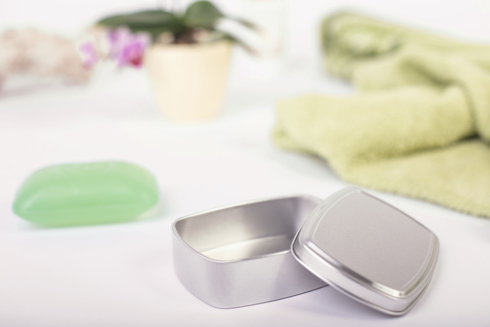 Eckige Aluminiumdose für Seife
